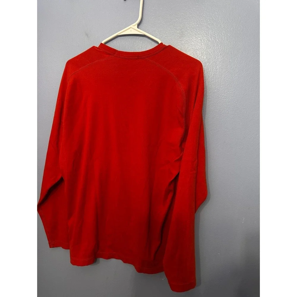 Banana Republic Mens XL Red 100% Cotton V-Neck Long Sleeve T-Shirt Raglan Tee